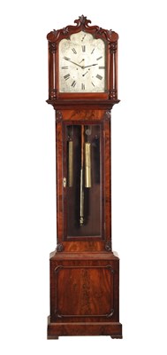 Lot 1293 - BAIN & SON, BRECHIN, A 19TH CENTURY FIGURED MAHOGANY DOMESTIC REGULATOR LONGCASE CLOCK