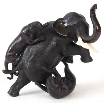 Lot 99 - A JAPANESE MEIJI PERIOD PATINATED BRONZE...