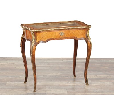 Lot 1565 - A 19TH CENTURY ROSEWOOD AND KINGWOOD ORMOLU MOUNTED BIJOUTERIE TABLE