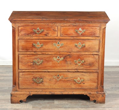 Lot 1501 - AN 18TH CENTURY YEW CHEST OF DRAWERS