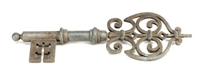 Lot 1053 - A 19TH CENTURY GERMAN CAST METAL TRADESMAN'S KEY SIGN