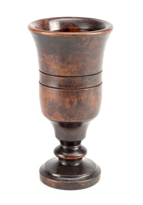Lot 815 - AN 18TH CENTURY WALNUT TREEN GOBLET