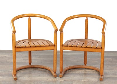 Lot 1417 - A PAIR OF 1980S POSTMODERN GERMAN BENTWOOD DINING ARMCHAIRS FOR ALLMILMO