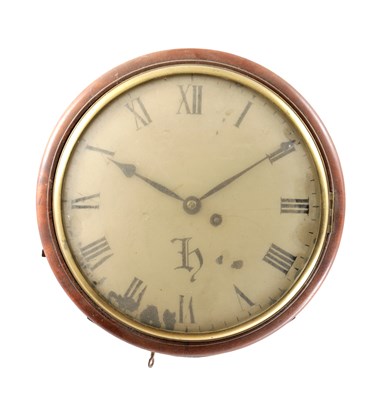 Lot 1176 - A 10 INCH MAHOGANY CONVEX DIAL WALL CLOCK