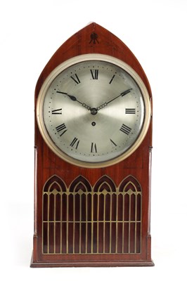 Lot 1252 - A LATE REGENCY MAHOGANY SINGLE FUSEE LANCET TOP BRACKET CLOCK
