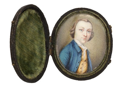 Lot 677 - HENRY MILLINGTON A FINE MID 18TH CENTURY PORTRAIT MINIATURE IN AN OVAL SHAGREEN CASE
