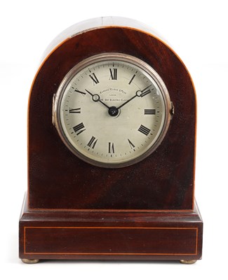 Lot 1320 - AN EARLY 20TH CENTURY EUREKA CLOCK CO. LTD MAHOGANY 100 DAY ELECTRIC MANTEL CLOCK