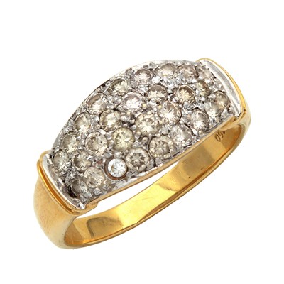 Lot 246 - AN 18CT YELLOW GOLD DIAMOND PAVE DOME RING
