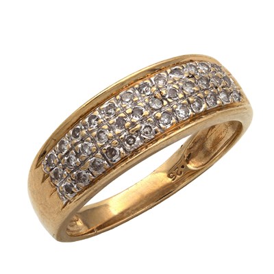 Lot 219 - A 9CT YELLOW GOLD DIAMOND HALF HOOP RING