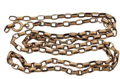 Lot 246 - A 14CT YELLOW GOLD RECTANGULAR-LINK CHAIN