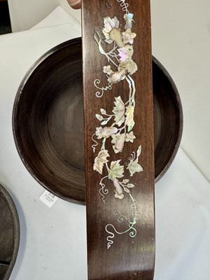 Lot 518 - A LARGE CHINESE ROSEWOOD AND MOTHER-OF-PEARL INLAID "BAKUL SIAH" WEDDING BASKET
