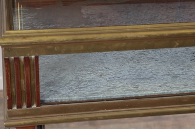 Lot 1385 - A 19TH CENTURY FRENCH BRASS MOUNTED MAHOGANY DISPLAY CABINET