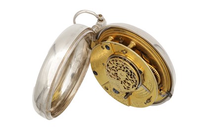 Lot 313 - A SILVER PAIR CASE VERGE POCKET WATCH WITH PAINTED POLAR BEAR DIAL