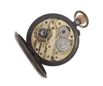 Lot 1121 - A GUNMETAL OPEN FACE CALENDAR MOONPHASE POCKET WATCH