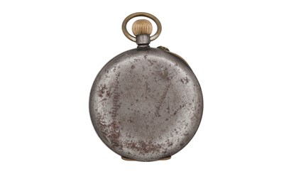 Lot 1121 - A GUNMETAL OPEN FACE CALENDAR MOONPHASE POCKET WATCH