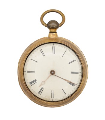 Lot 1130 - A GEORGIAN ENGLISH SILVER-GILT VERGE POCKET WATCH