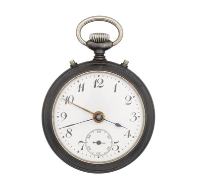 Lot 1146 - A CIRCA 1920 JUNGHANS GUN METAL ALARM POCKET WATCH