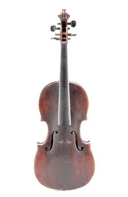 Lot 1082 - AN ENGLISH VIOLIN WITH CASE AND TWO BOWS
