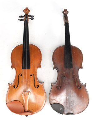 Lot 1087 - TWO CIRCA 1900 FULL-SIZE VIOLINS