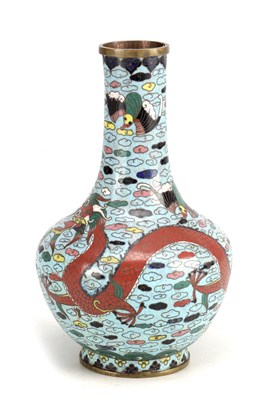 Lot 539 - A CHINESE CLOISONNE ENAMEL FIVE-CLAW DRAGON VASE