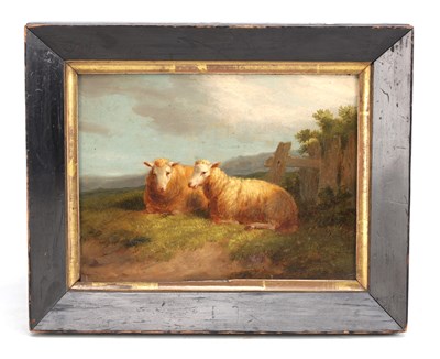 Lot 689 - A VICTORIAN OIL ON BOARD LANDSCAPE WITH SHEEP