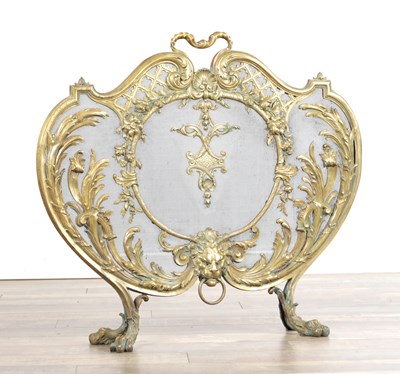 Lot 1073 - A 19TH CENTURY FRENCH GILT BRONZE ROCOCO FIRE SCREEN