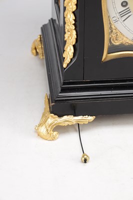 Lot 1234 - A GEORGE III EBONISED AND ORMOLU MOUNTED MUSICAL VERGE BRACKET CLOCK
