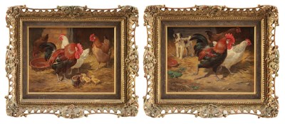 Lot 720 - CLAUDE CARDON (BRITISH, 1892-1915) A PAIR OF OILS ON CANVAS FARMYARD SCENES