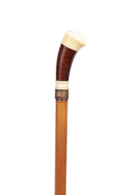 Lot 875 - AN EARLY 20TH CENTURY MAHOGANY AND IVORY HANDLED BAMBOO SWORD STICK