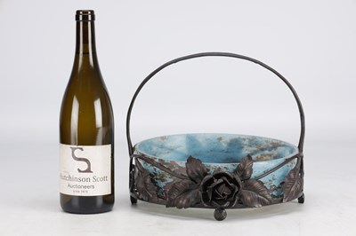 Lot 549 - DAUM NANCY A FRENCH ART NOUVEAU GLASS AND WROUGHT IRON CENTREPIECE BOWL