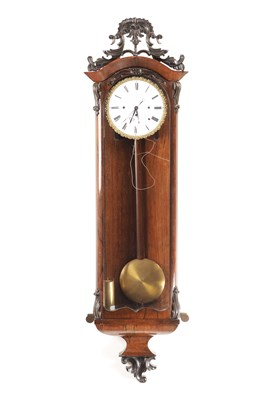 Lot 1294 - A MID 19TH CENTURY AUSTRIAN BIEDERMEIER ROSEWOOD VIENNA GRAND SONNERIE REGULATOR WITH ALARM