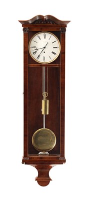 Lot 1181 - A 19TH CENTURY BIEDERMEIER "DACHLUHR" VIENNA REGULATOR WALL CLOCK IN FIGURED MAHOGANY
