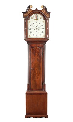Lot 1211 - A. BREAKENRIG, EDINBURGH. A LATE GEORGE III SCOTTISH FIGURED MAHOGANY EIGHT DAY LONGCASE CLOCK