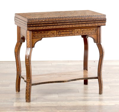 Lot 1410 - A LATE 19TH CENTURY SYRIAN MICROMOSAIC INLAID GAMES TABLE