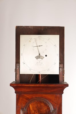Lot 1281 - A GEORGE III FIGURED MAHOGANY REGULATOR LONGCASE CLOCK BY EVANS, ROYAL EXCHANGE, LONDON WITH 10 INCH SILVERED DIAL