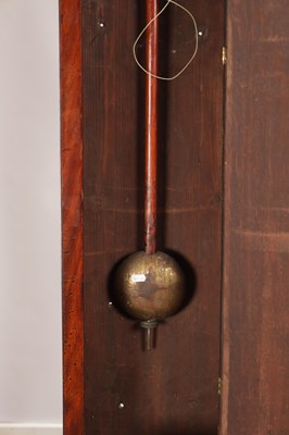 Lot 1281 - A GEORGE III FIGURED MAHOGANY REGULATOR LONGCASE CLOCK BY EVANS, ROYAL EXCHANGE, LONDON WITH 10 INCH SILVERED DIAL