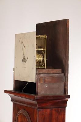 Lot 1281 - A GEORGE III FIGURED MAHOGANY REGULATOR LONGCASE CLOCK BY EVANS, ROYAL EXCHANGE, LONDON WITH 10 INCH SILVERED DIAL