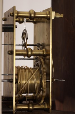 Lot 1281 - A GEORGE III FIGURED MAHOGANY REGULATOR LONGCASE CLOCK BY EVANS, ROYAL EXCHANGE, LONDON WITH 10 INCH SILVERED DIAL