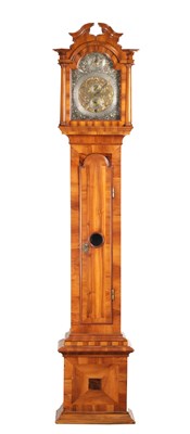 Lot 1250 - JOHAN MICHAEL DERMER, OCHSENHAUSEN AN 18TH CENTURY GERMAN WALNUT YEAR-GOING REGULATOR LONGCASE CLOCK