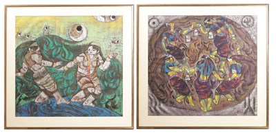 Lot 596 - ZHOU LING (CHINESE, B. 1941) A PAIR OF LATE 20TH CENTURY PASTEL FIGURAL DRAWINGS