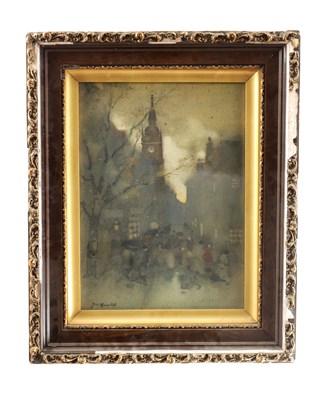 Lot 712 - JAMES WATTERSTON HERALD (BRITISH, 1859-1914), A WATERCOLOUR OF AN EDINBURGH STREET SCENE