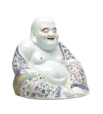Lot 500 - A REPUBLIC PERIOD CHINESE FAMILLE ROSE PORCELAIN LAUGHING BUDDHA