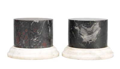 Lot 1048 - A PAIR OF 19TH CENTURY TURNED MARBLE VASE STANDS