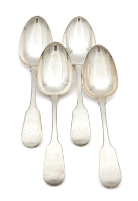 Lot 95 - FOUR WILLIAM IV ENGLISH SILVER SERVING SPOONS