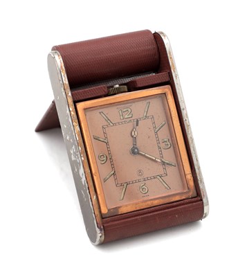 Lot 1315 - AN ART DECO EIGHT DAY JAEGER-LECOULTRE TRAVELLING CLOCK