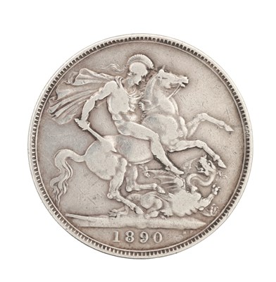 Lot 321 - AN 1890 ENGLISH SILVER CROWN COIN