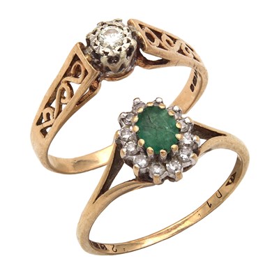 Lot 331 - TWO 9CT YELLOW GOLD GEM-SET RINGS