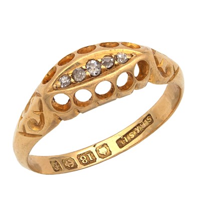 Lot 361 - A VICTORIAN 18CT YELLOW GOLD AND DIAMOND RING