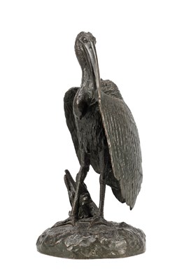 Lot 895 - CHRISTOPHE FRATIN (FRENCH, 1801-1864) A 19TH CENTURY BRONZE PREENING STORK