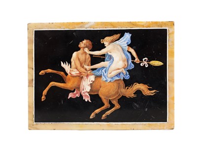 Lot 925 - A GRAND TOUR PAINTED MARBLE PLAQUE AFTER A POMPEIAN FRESCO